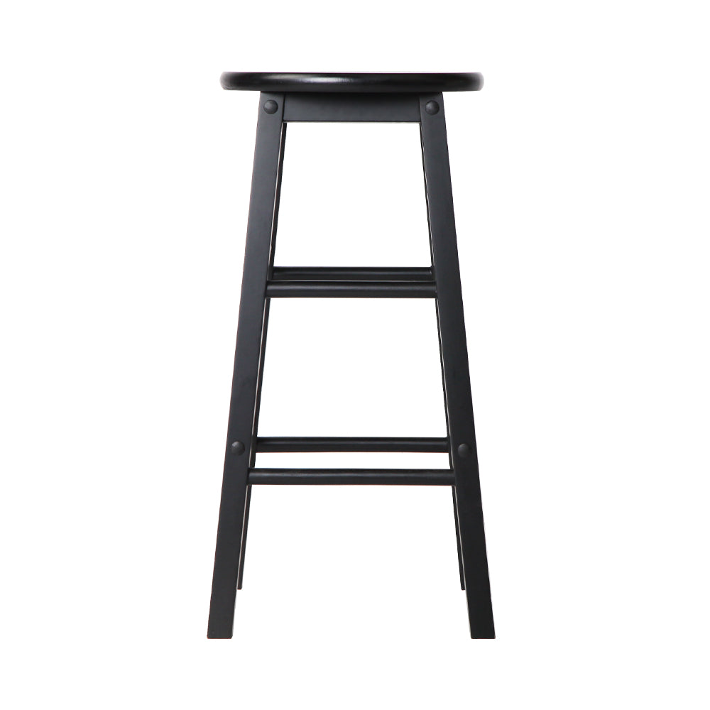 Artiss Set of 2 Beech Wood Backless Bar Stools - Black