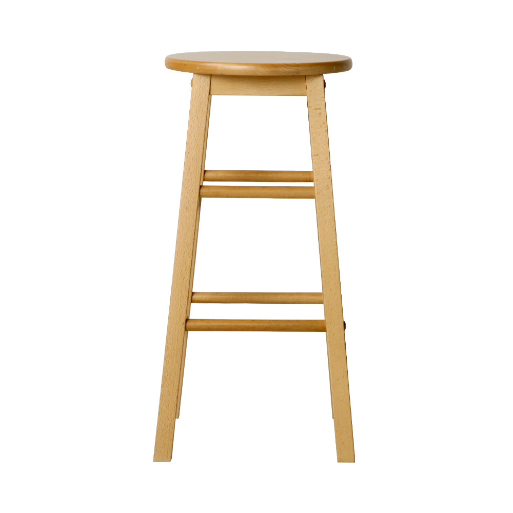 Artiss Set of 2 Beech Wood Backless Bar Stools - Natural