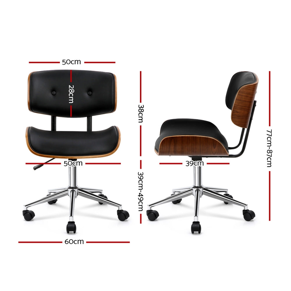 Artiss Wooden Office Chair Black Leather