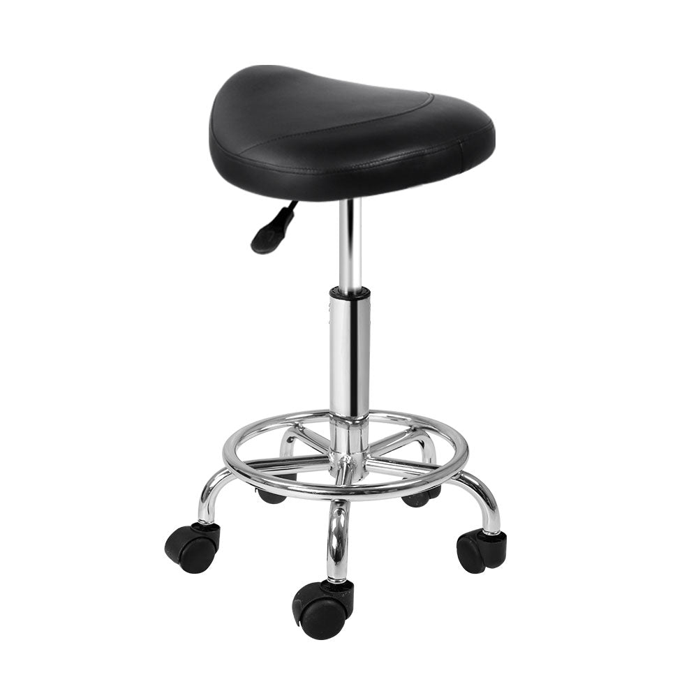 Artiss Saddle Salon Stool Black PU Swivel Barber Hair Dress Chair Hydraulic Lift